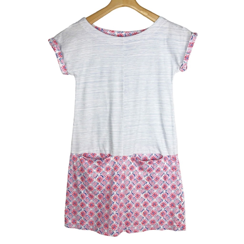 Joules Floral Karolina Striped Pocket Dress 100% Cotton Size 11/12